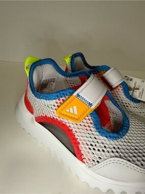 adidas Kids White Mesh Water Shoes with Red, Blue & Yellow Accents